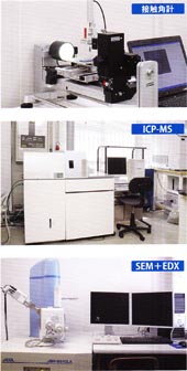 接触角計、ICP-MS、SEM+EDX